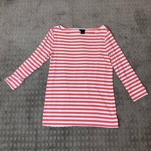 Ann Taylor Factory Striped Soft Red & White Top (XS)